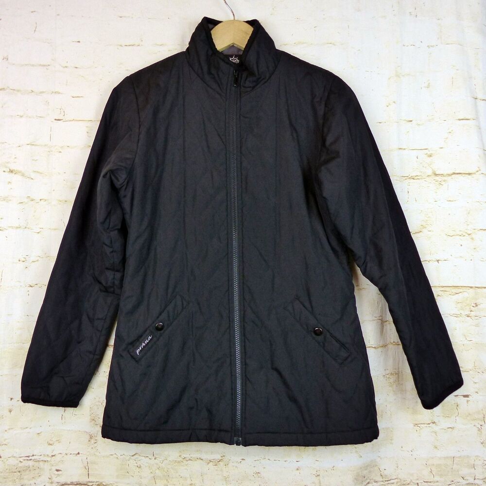 prAna Jacket Womens S Black Full Zip Fleece Line Lightweight Coat Gorpcore FLAW